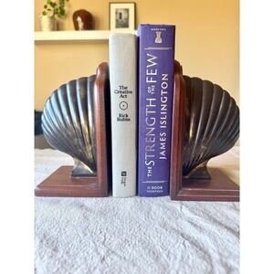 Sarreid Brass Clam Shell Bookends Hollywood Regency Coastal Palm Beach